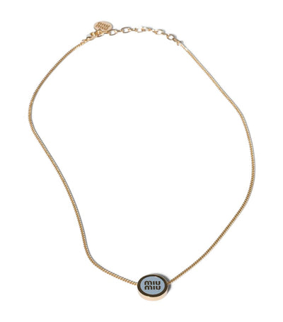 Harrods Miu Miu Enamel Logo Necklace- Buy online at McGrocer