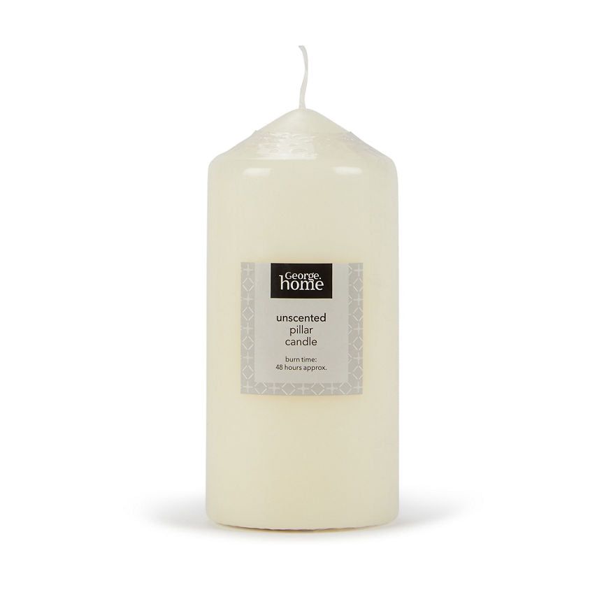 George Home Unscented Cream Medium Pillar Candle General Household ASDA   