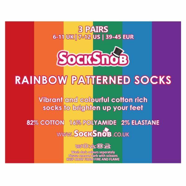 Sock Snob 3 Pairs Mens Striped Rainbow Socks 6-11 UK GOODS Superdrug   