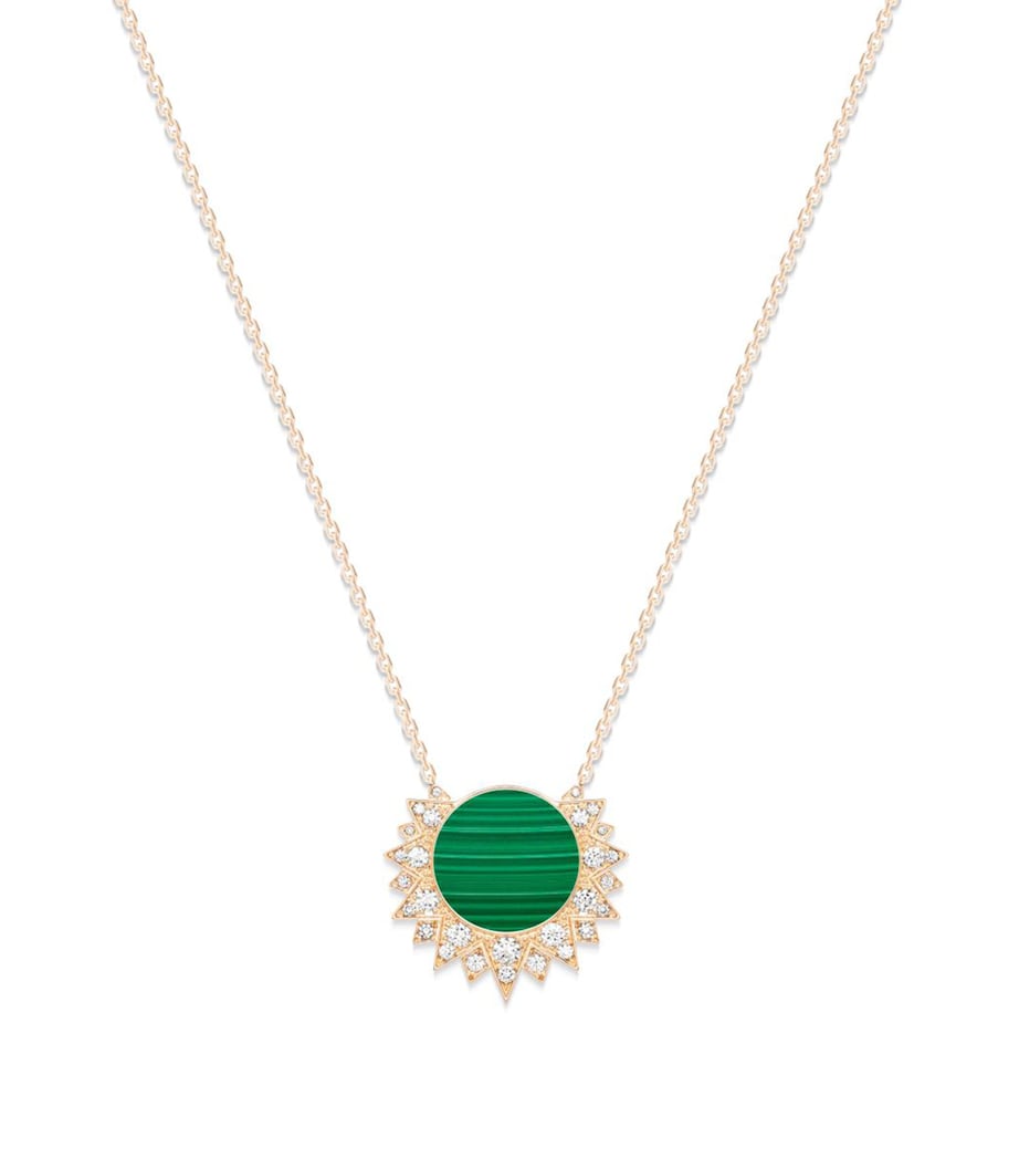 Piaget Sunlight pendant necklace in rose gold with diamonds and malachite - British product