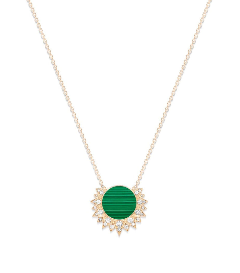 Piaget Sunlight pendant necklace in rose gold with diamonds and malachite - British product