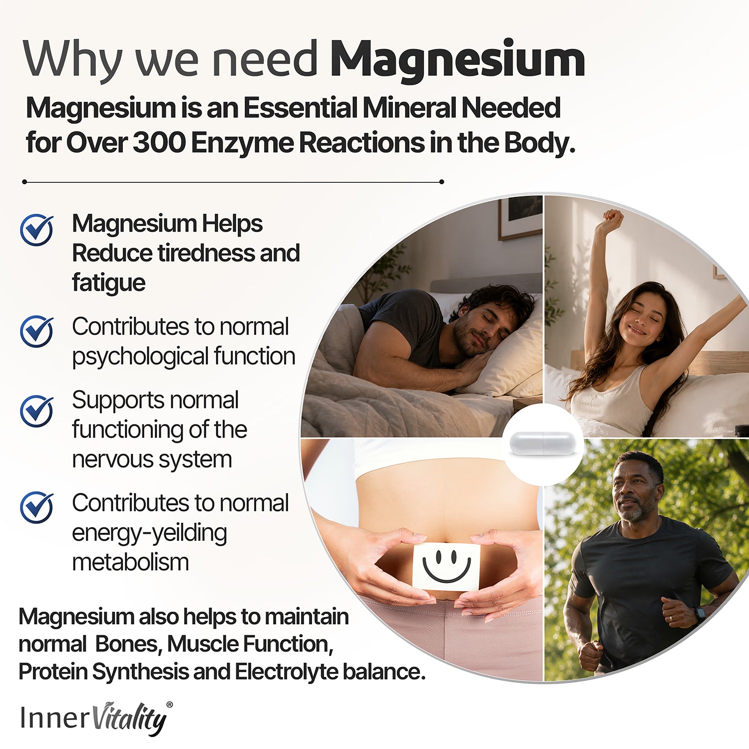 Inner Vitality Magnesium Glycinate capsules 180, imported from the UK