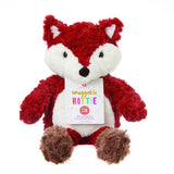 Snuggable microwavable soft plush fox toy, UK version