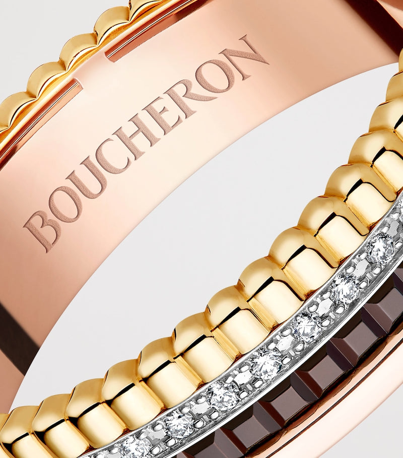Boucheron Quatre Classique extra kleiner Mixed-Gold-Ring, importiert aus Großbritannien