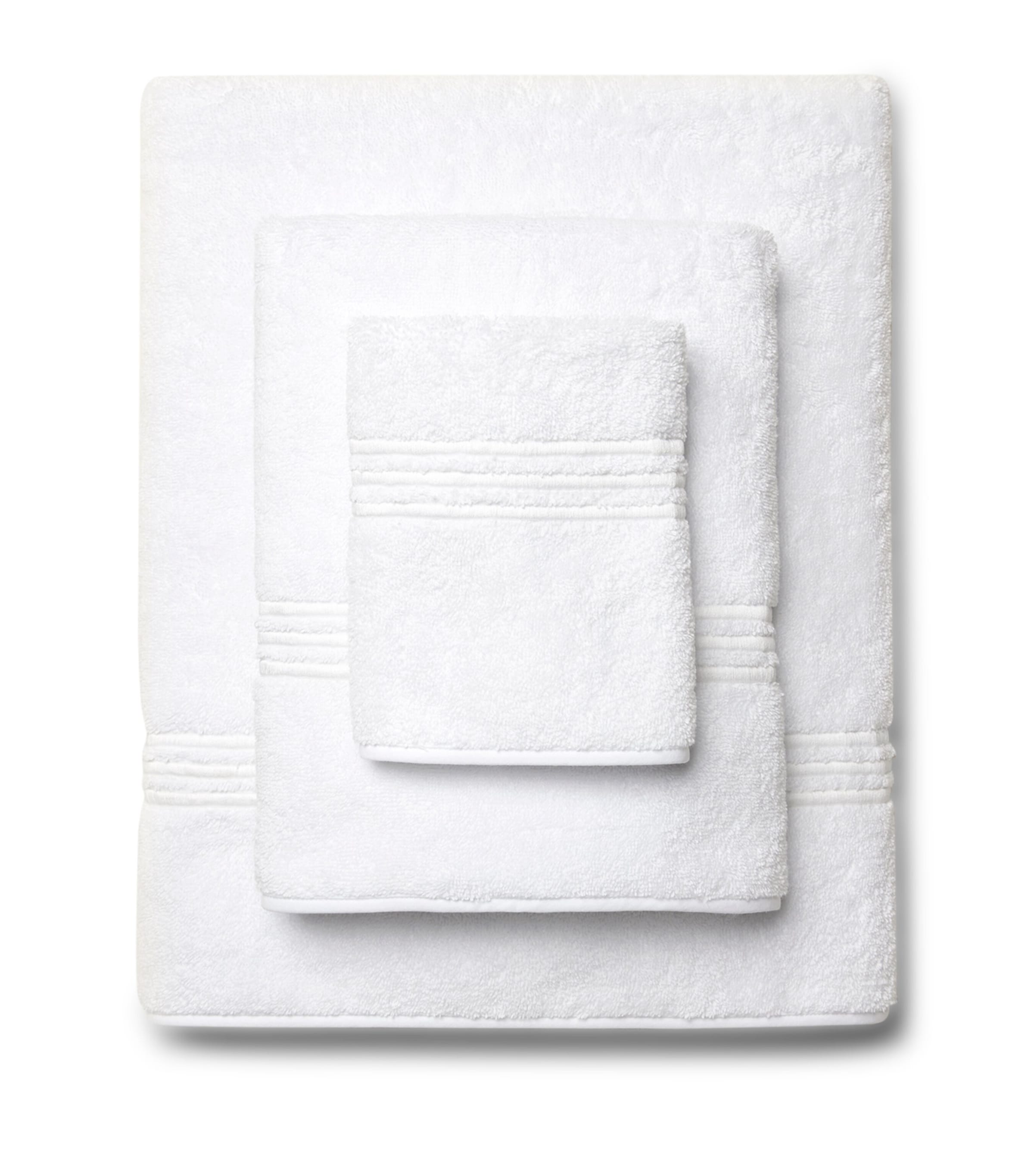 Pratesi hand towel with three hand-embroidered lines, 50cm x 75cm, imported from the UK