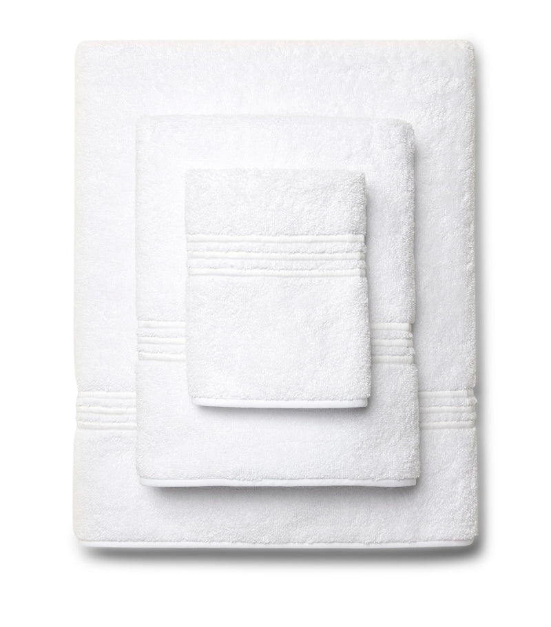 Pratesi hand towel with three hand-embroidered lines, 50cm x 75cm, imported from the UK