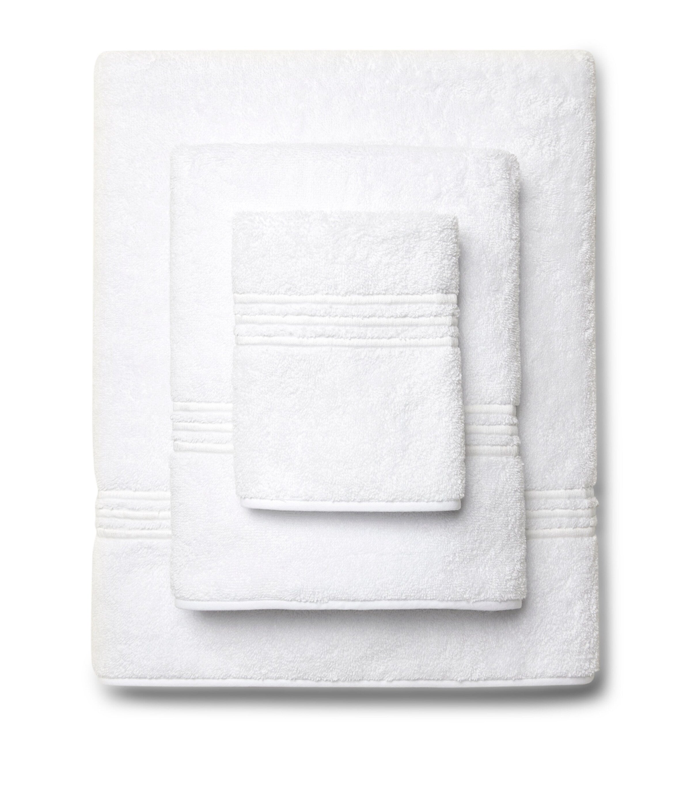 Pratesi hand towel with three hand-embroidered lines, 50cm x 75cm, imported from the UK
