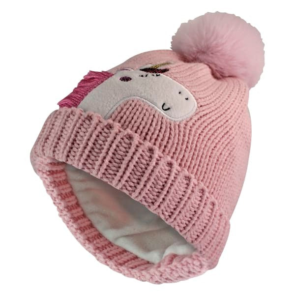 Sock Snob kids unicorn beanie hat with pom pom, UK version