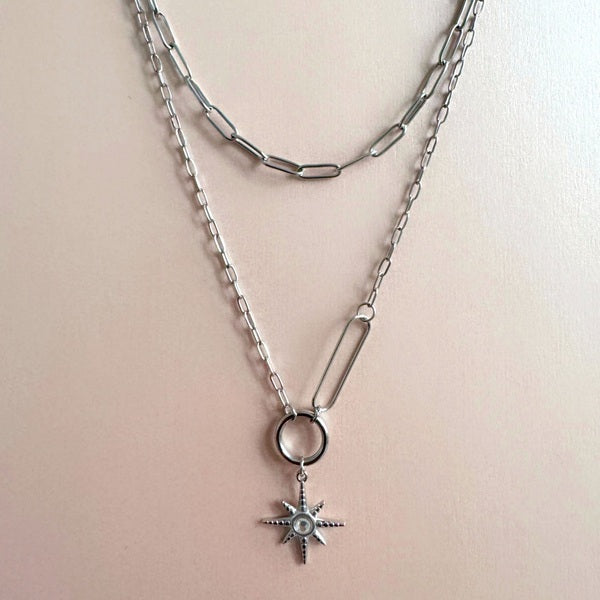 Luxe Tones double layer starburst pendant necklace (British brand)