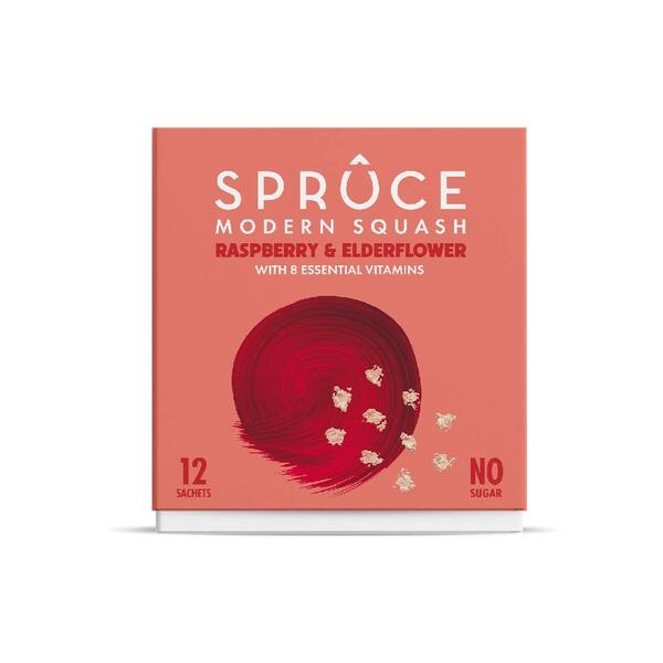 Spruce raspberry & elderflower water enhancer 12 sachets, imported from the UK