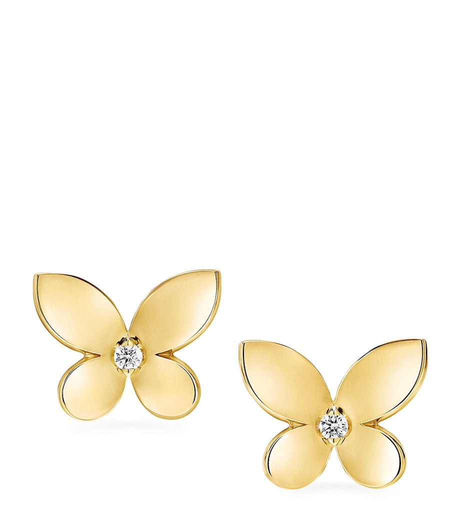 Graff Mini Yellow Gold and Diamond Butterfly Earrings