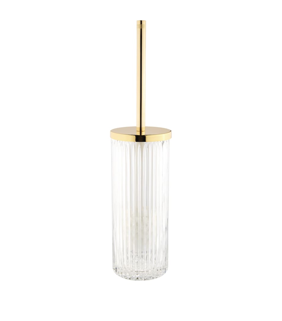 ZODIAC Roman toilet brush holder with grooved crystal and 24-karat gold handle (British brand)