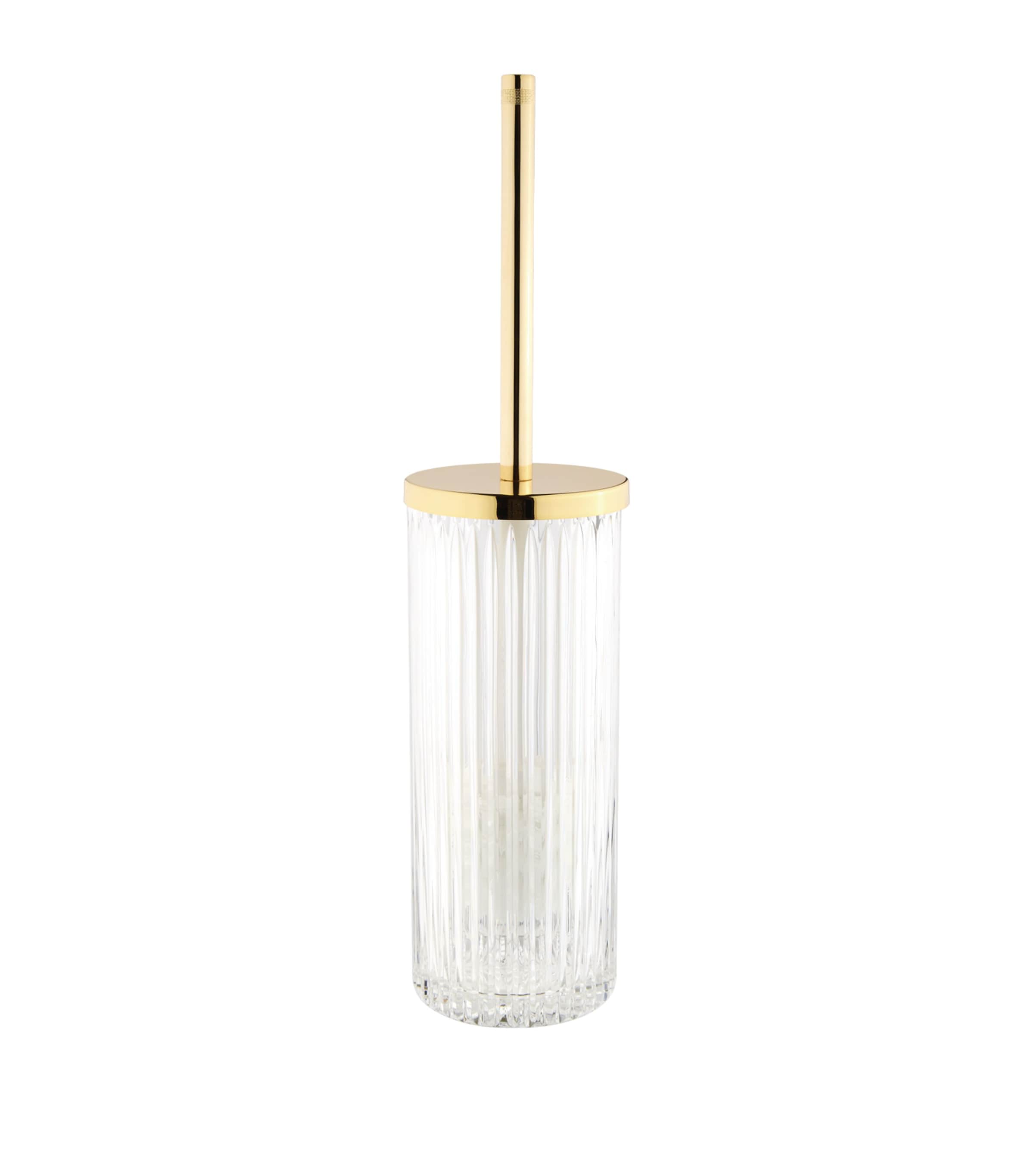 ZODIAC Roman toilet brush holder with grooved crystal and 24-karat gold handle (British brand)