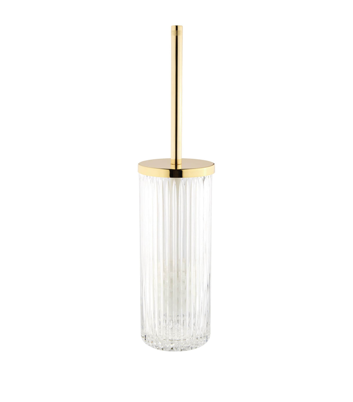 ZODIAC Roman toilet brush holder with grooved crystal and 24-karat gold handle (British brand)
