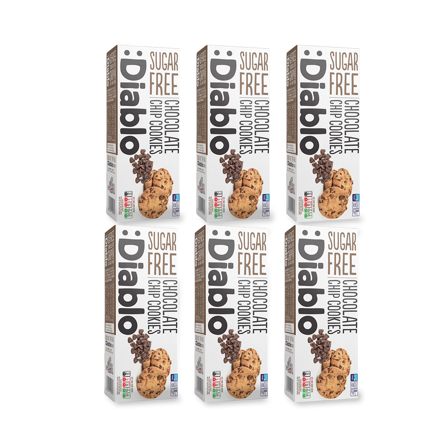 Diablo sugar free chocolate chip cookies 130g pack of 6 - British product