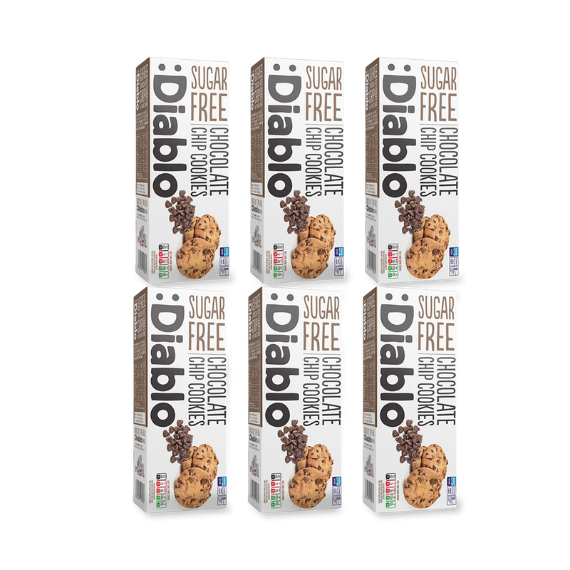 Diablo sugar free chocolate chip cookies 130g pack of 6 - British product