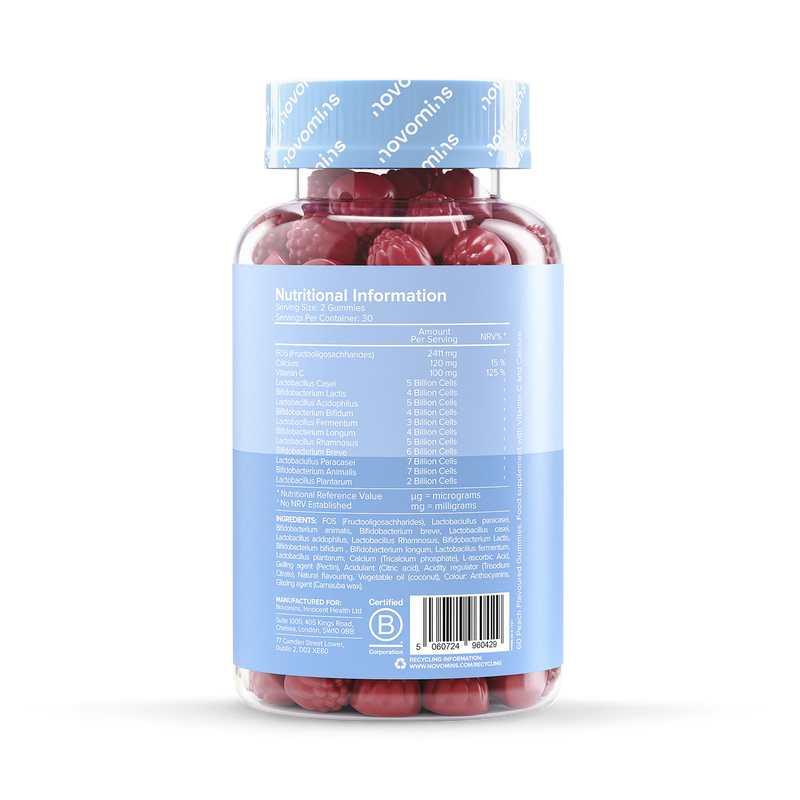 Novomins Bio-Bac peach gummies 60 pieces, imported from the UK