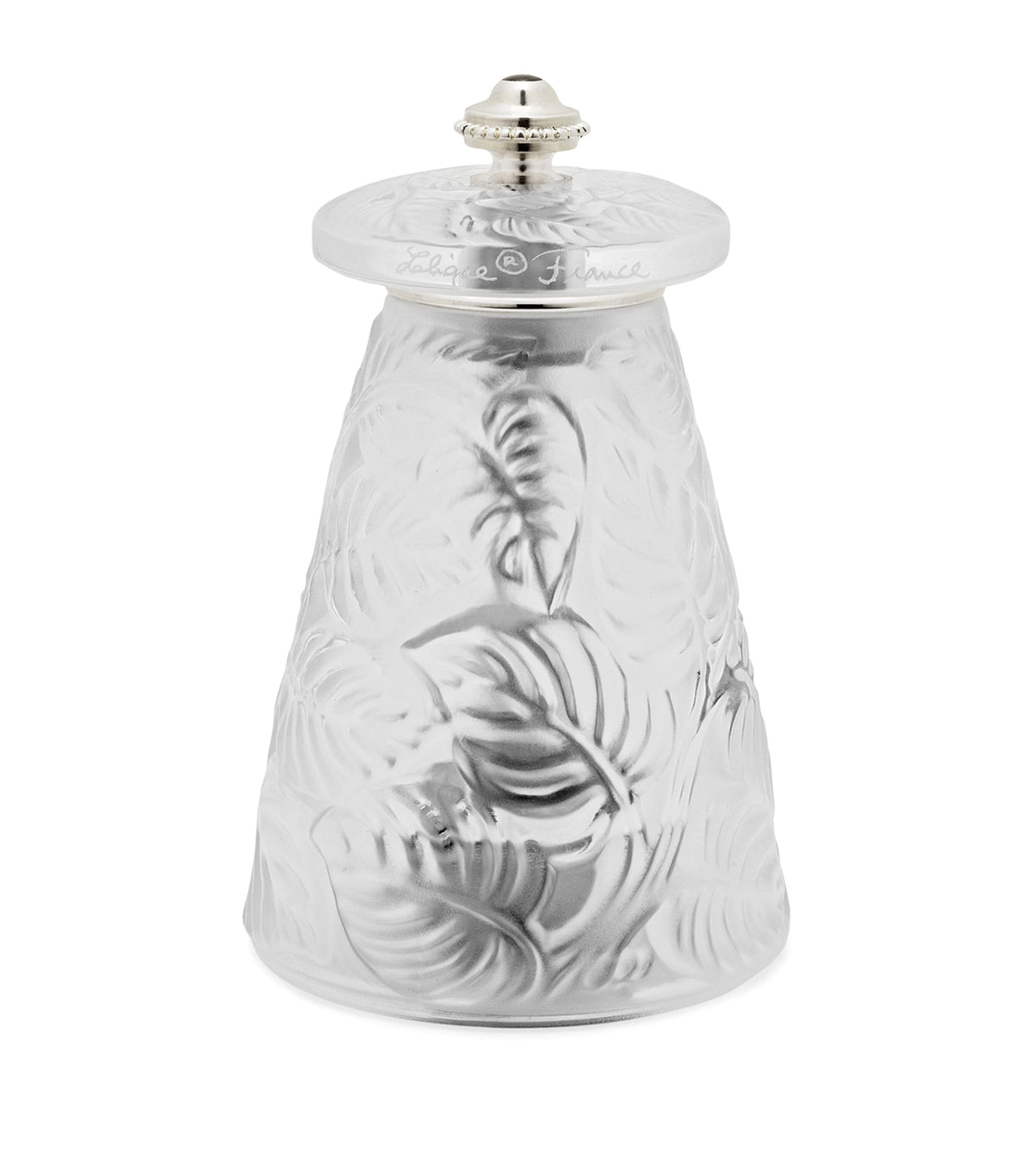 Lalique Feuilles Crystal salt grinder, UK version