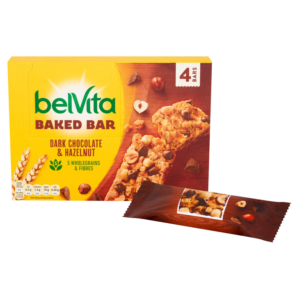 Belvita Baked Dark Chocolate & Hazelnut Bar Pack x4 160g