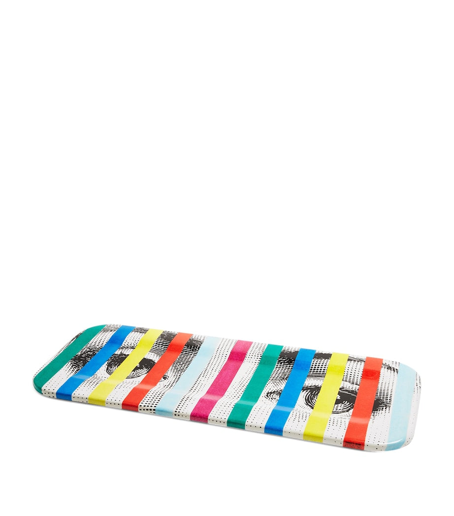 Fornasetti Striped Face Rectangular wooden tray 25cm x 60cm - British product
