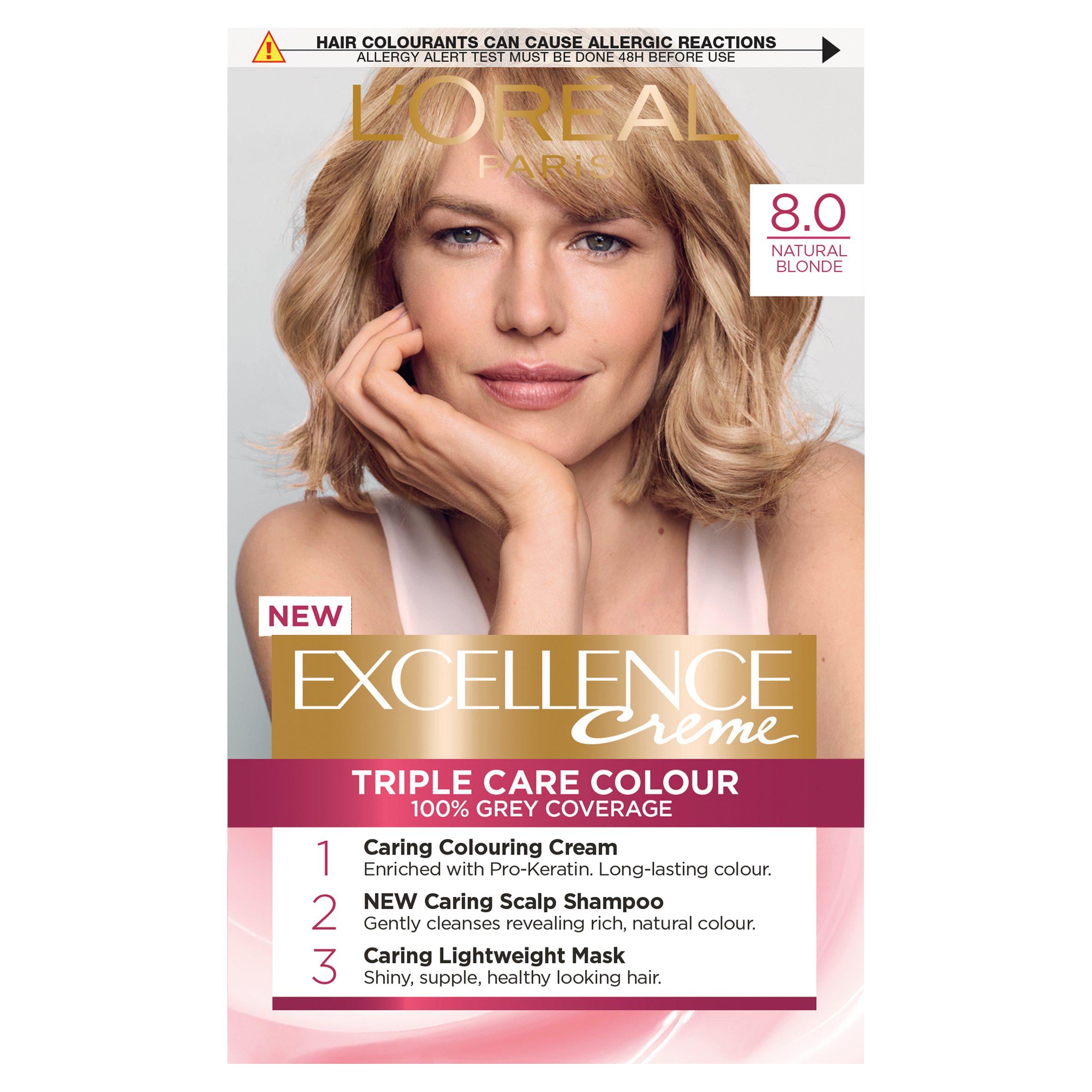 L'Oreal Paris Excellence Permanent Hair Dye Natural Blonde 8 Beauty at home Sainsburys   