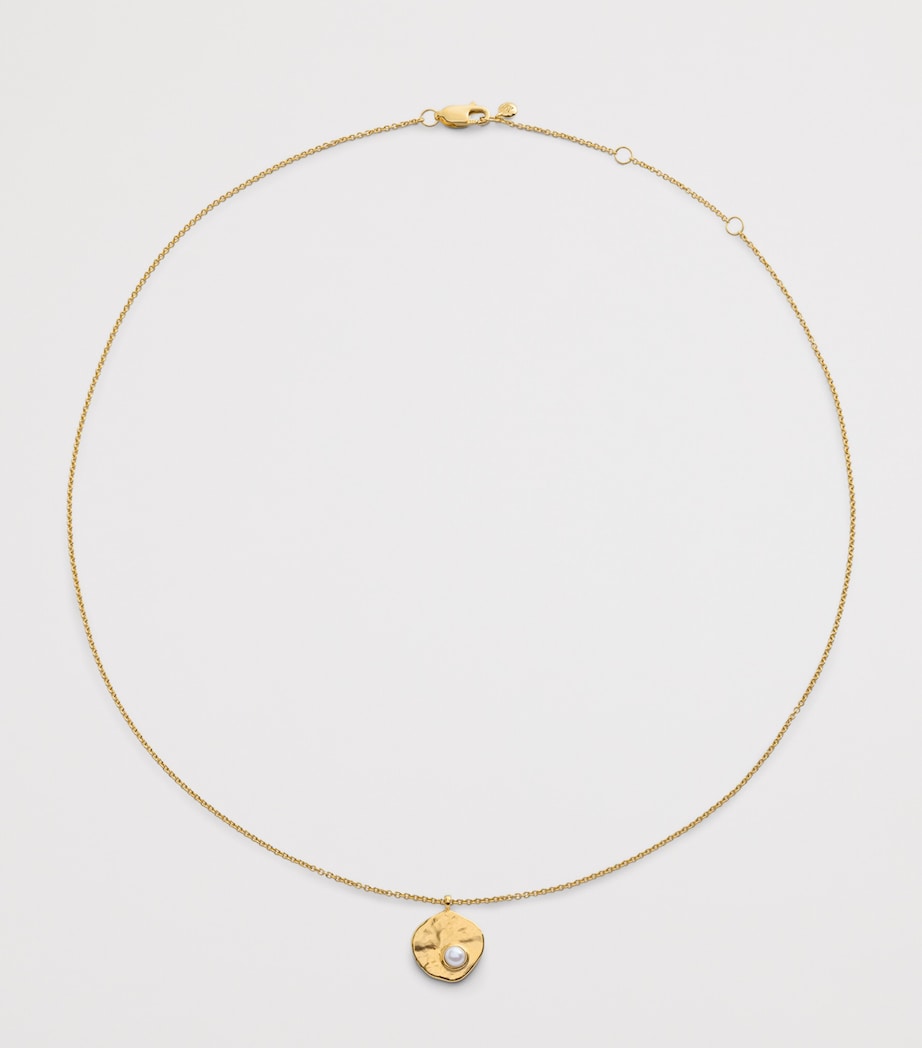 Monica Vinader gold vermeil pearl Capri disc necklace, UK version