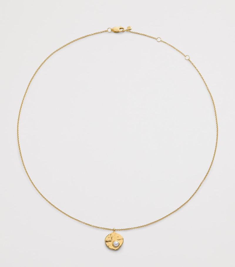 Monica Vinader gold vermeil pearl Capri disc necklace, UK version