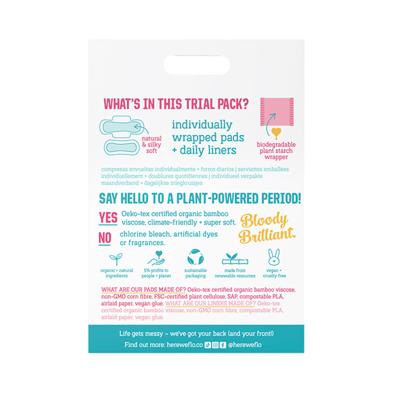 Flo bamboo sanitary pad to go pack - British product