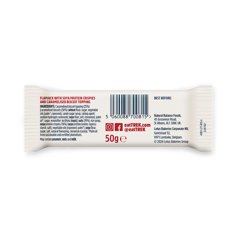 Trek protein flapjack Lotus Biscoff 50g, UK version