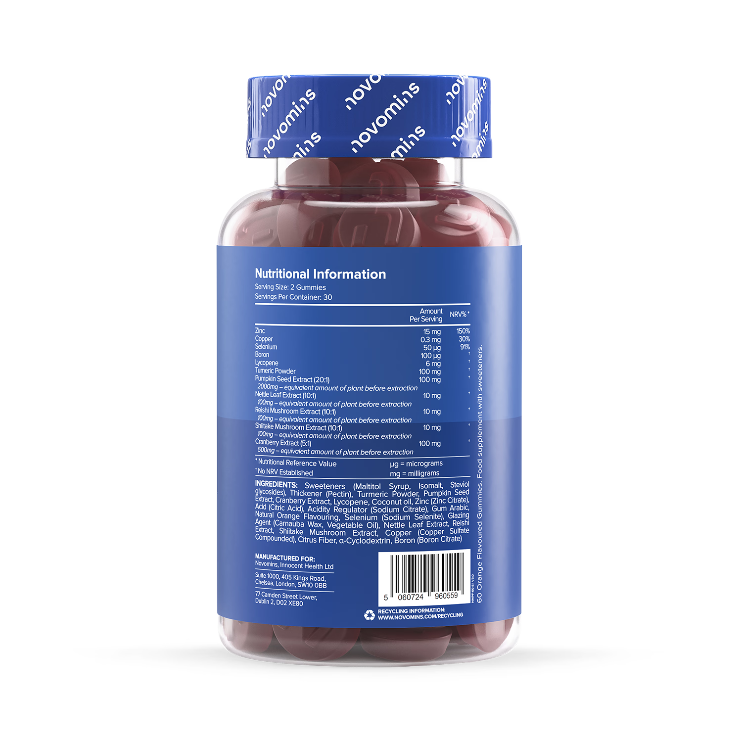 Novomins Prostafit Orange gummies 60 count, imported from the UK