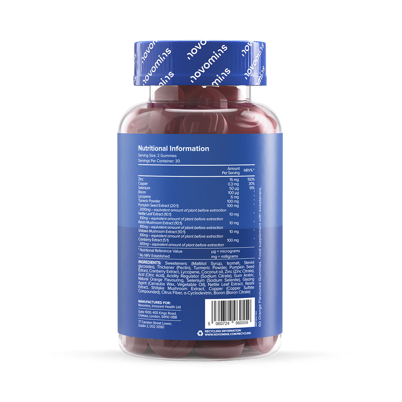 Novomins Prostafit Orange gummies 60 count, imported from the UK