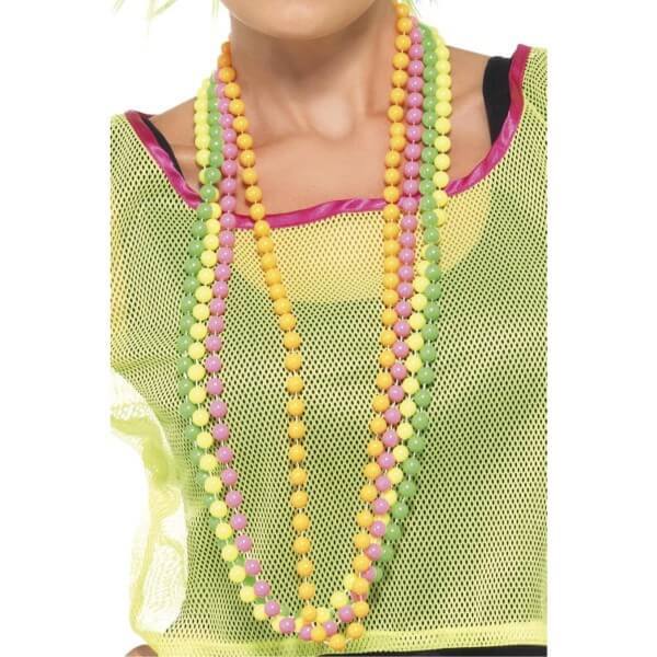 Smiffys fluorescent beads neon 4 strands, imported from the UK