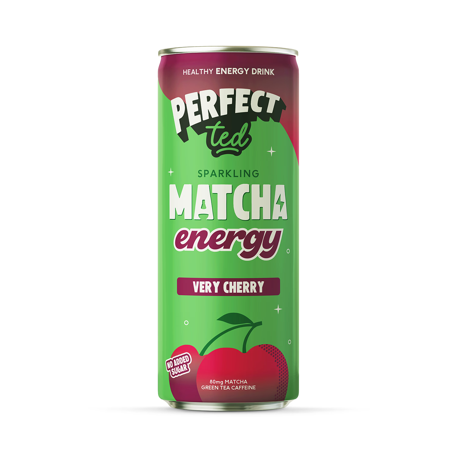 PerfectTed matcha energy drink Very Cherry 250ml, imported from the UK
