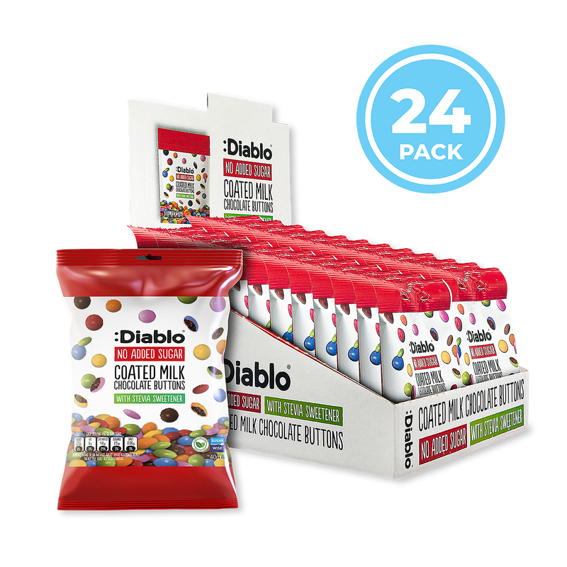 Diablo no added sugar milk chocolate buttons 40g (British brand)