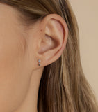 Astrid & Miyu rhodium-plated stud earrings with diamond and smoky quartz - British product