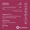 One Nutrition L-Lysine supplement 60 capsules, imported from the UK