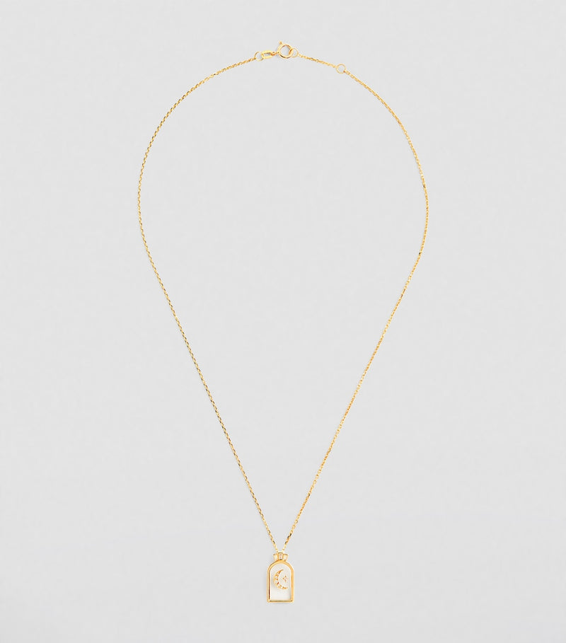 L'Atelier Nawbar Biladi Hilal necklace yellow gold diamond, imported from the UK