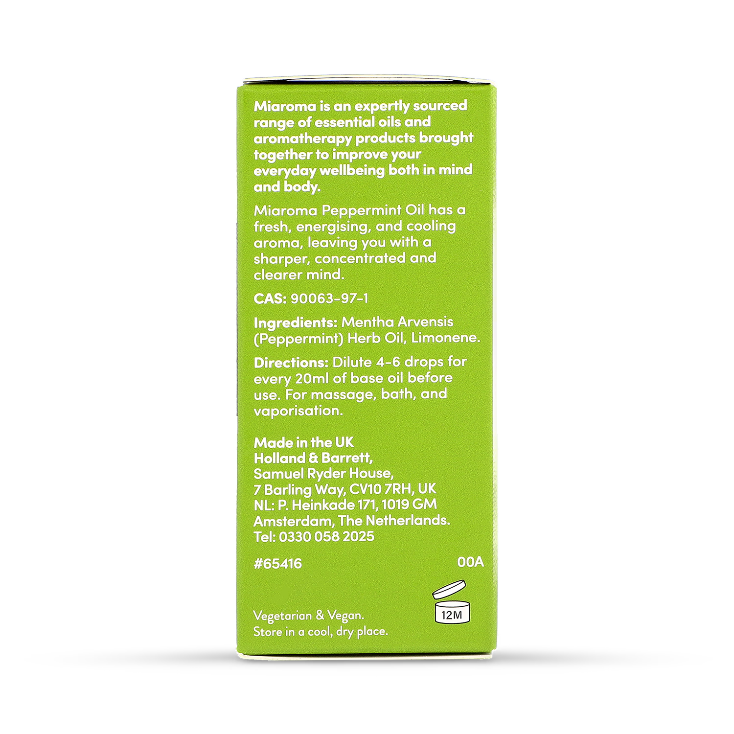 Miaroma Peppermint Essential Oil 10ml, imported from the UK