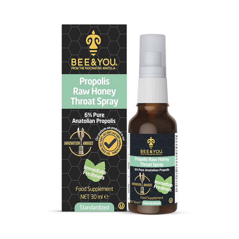 BEE&YOU Propolis Raw Honey Throat Spray 30ml, imported from the UK