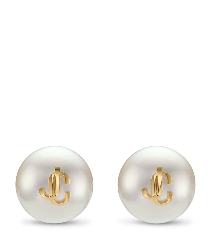Jimmy Choo faux pearl logo stud earrings - British product