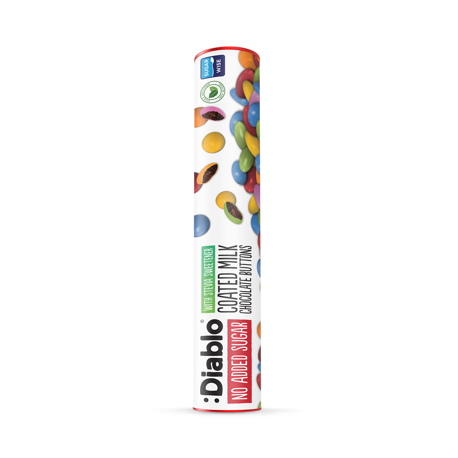 Diablo no added sugar milk chocolate buttons 22g, imported from the UK