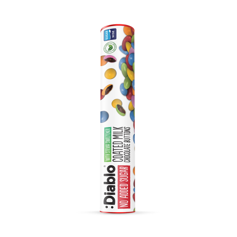 Diablo no added sugar milk chocolate buttons 22g, imported from the UK