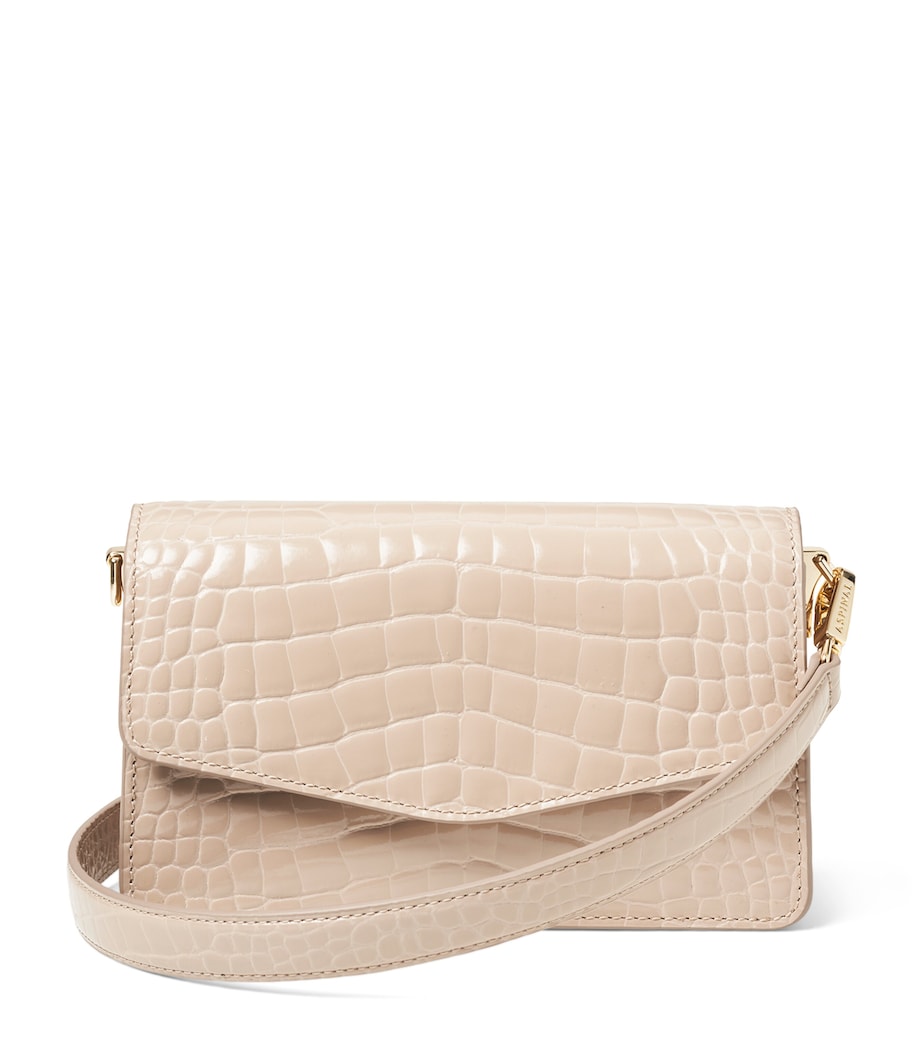 Aspinal of London croc-embossed leather Eliza clutch bag (British brand)