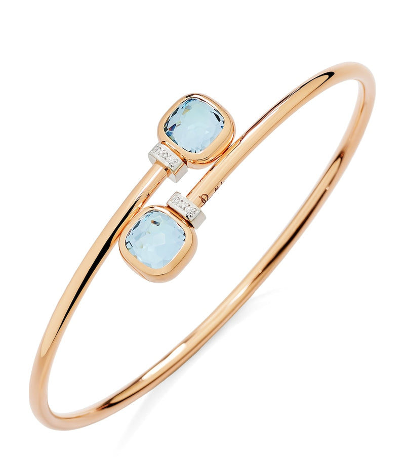 Pomellato Nudo bangle with blue topaz and diamonds - British product