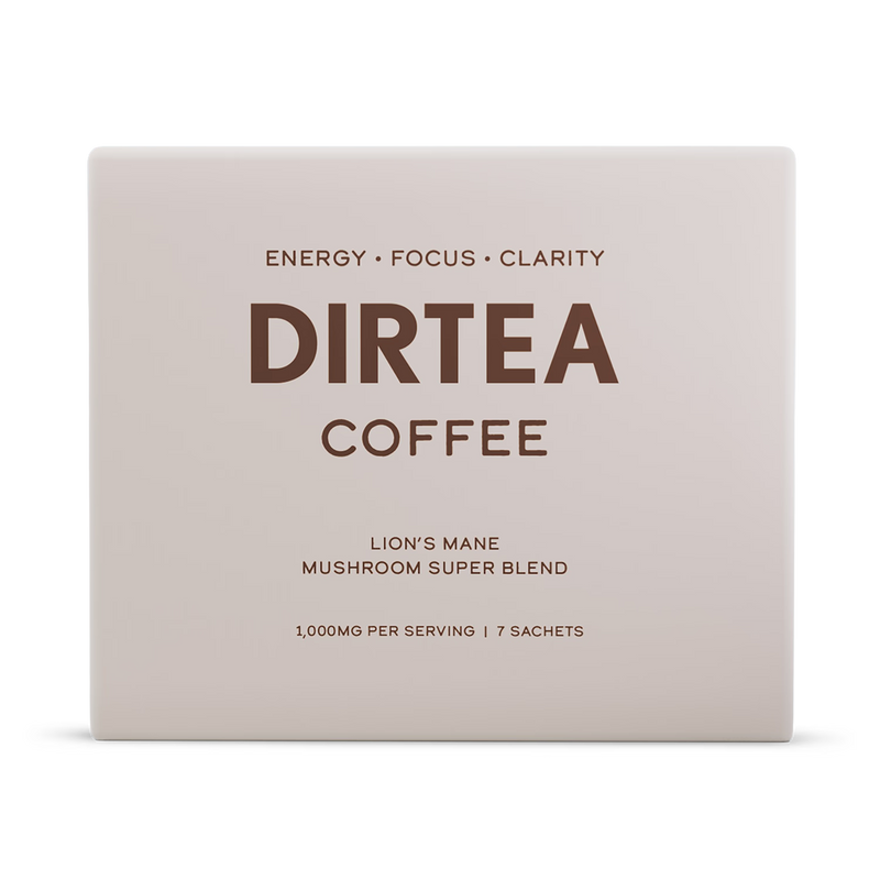 DIRTEA Lion's Mane Mushroom Coffee sachets 7-pack (British brand)