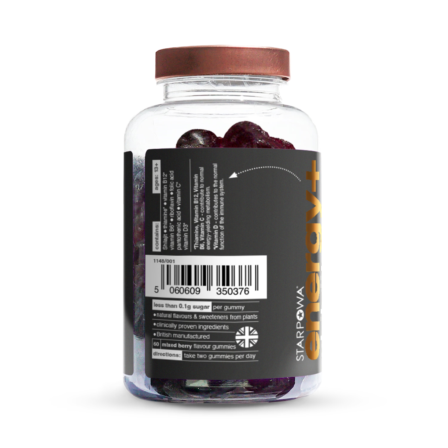 Starpowa Energy+ Shilajit Mixed Berry gummies 60 (British brand)