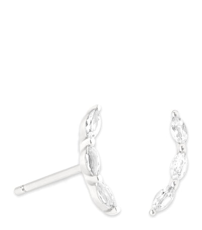Harrods Astrid & Miyu White Gold and White Topaz Marquise Stud Earrings- Buy online at McGrocer