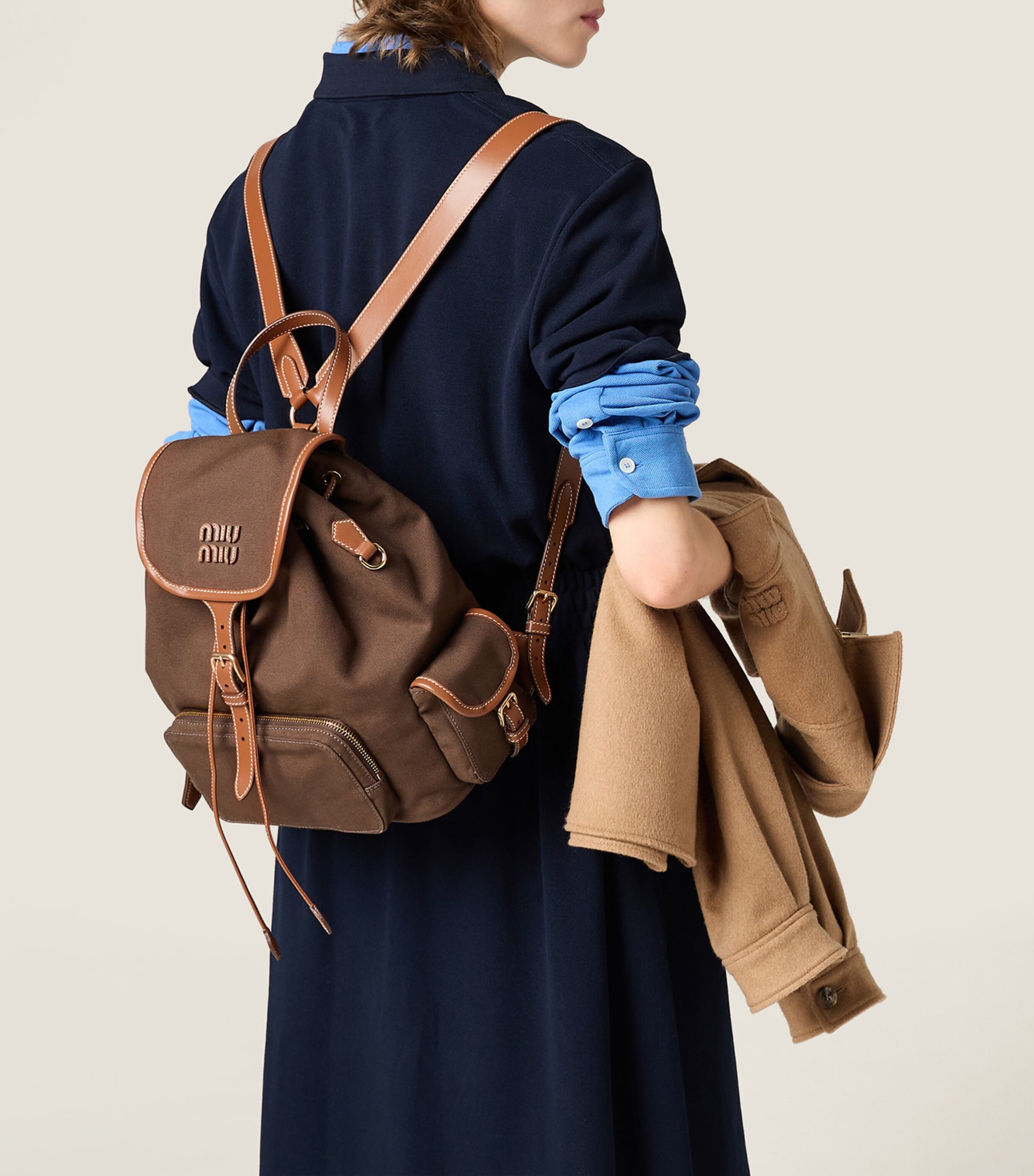 Miu Miu leather canvas backpack 29.5cm - British product