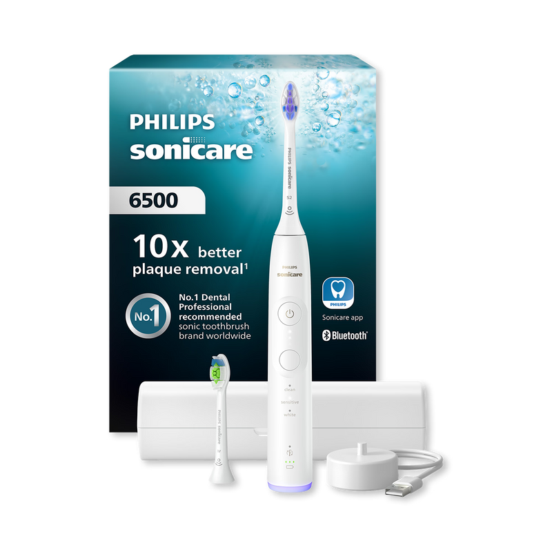 Philips Sonicare 6500 white toothbrush with travel case, imported from the UK