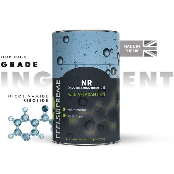 Feel Supreme supplement NR & Astaxanthin 60 capsules, imported from the UK